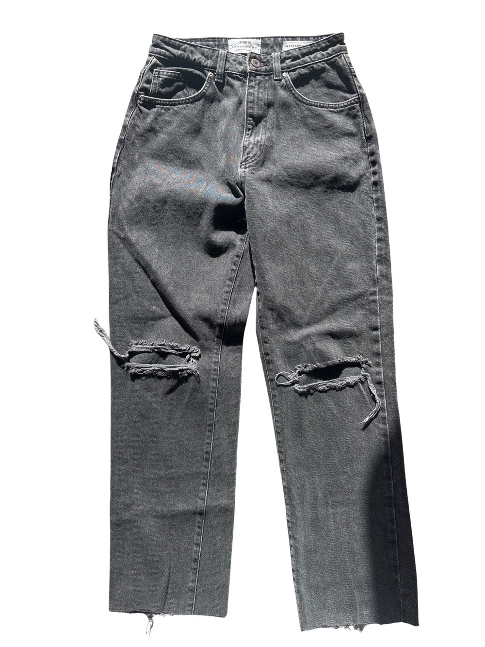 Cotton On Black Straight Leg Ripped Jeans